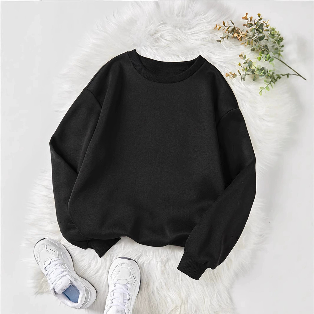 H&M Plain Solid Crew Neck Long Sleeve Sweatshirt Pullover